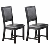 Side Chair with Leatherette Seat and Panel Cushioned Back, Set of 2, Gray