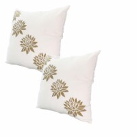 18 x 18 Square Accent Pillow, Soft Cotton Cover, Printed Lotus Flower, Polyester