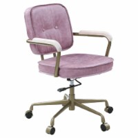 Office Chair with Leather Seat and Button Tufted Back, Pink- Saltoro Sherpi