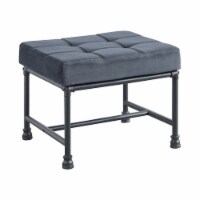 Ottoman with Tufted Velvet Seat and Metal Frame, Gray- Saltoro Sherpi