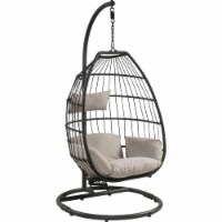 Benzara BM269039 77 x 37 x 42 in. Patio Hanging Chair with Wicker Lattice Frame, Black