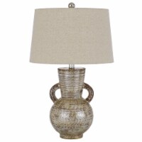 26 Inch Vase Table Lamp with Curved Handles, Dimmer, Bronze