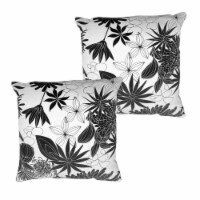 17 x 17 Inch Decorative Square Cotton Accent Throw Pillow with Classic Floral Print, Black