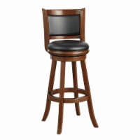 Pio 34 Inch Extra Tall Swivel Bar Stool, Wood, Faux Leather, Cherry Brown- Saltoro Sherpi