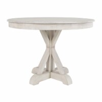 Dal 42 Inch Reclaimed Pine Wood Dining Table, Crossed Pedestal Base, White