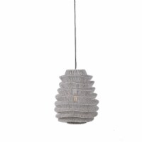 Helix 20 Inch Pendant Light, Woven Rattan, Iron, White- Saltoro Sherpi