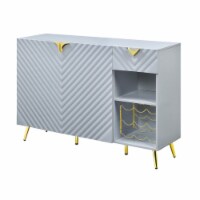 Bet 54 Inch Modern Sideboard Buffet Table, 2 Doors, Wine Rack, Gray, Gold- Saltoro Sherpi