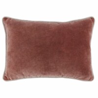 Hillary 20 Inch Velvet Welt Decorative Lumbar Throw Pillow, Auburn Red