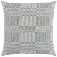 Drake 22 Inch Square Cotton Decorative Throw Pillow, Plaid, Sandy Blue