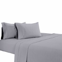 Matt 4 Piece Queen Bed Sheet Set, Soft Organic Cotton, Light Gray- Saltoro Sherpi