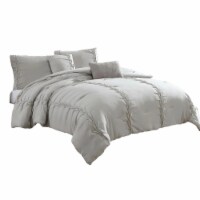 Tyler 8 Piece Puckered King Size Comforter Set, The Urban Port, Light Gray