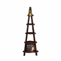 72 Inch 5 Tier Freestanding Corner Rack, Composite Wood, Brown- Saltoro Sherpi