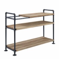 Ley 48 Inch 3 Tier Industrial Style Bookshelf, Metal, Brown, Black- Saltoro Sherpi