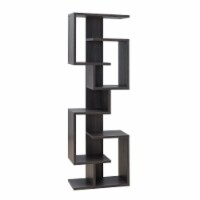 Andy 72 Inch Wood Bookcase, Geometric 7 Multi Layered Shelves, Gray