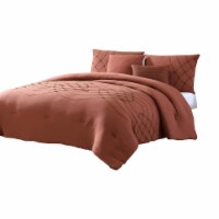 Alice 5 Piece Microfiber Queen Comforter Set, Stitched, The Urban Port, Red- Saltoro Sherpi