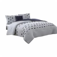 Owen 4 Piece Microfiber King Comforter Set, Pattern, The Urban Port, White- Saltoro Sherpi