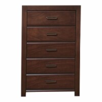 48 Inch Modern Tuscany Tall Dresser Chest, 5 Drawers, Metal Handles, Brown- Saltoro Sherpi