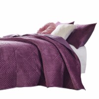 Ahab 3 Piece Velvet King Quilt Set, Diamond Quilting Design, Violet