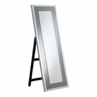 Theo 63 Inch Modern Cheval Full Body Floor Mirror, LEDs, Glass, Silver