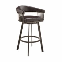 Oliver 30 Inch Modern Bar Stool, Vegan Faux Leather, Swivel, Dark Brown