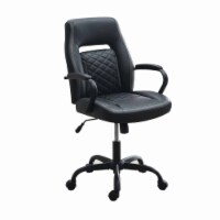 Ida 26 Inch Ergonomic Office Chair, Faux Leather Swivel Seat, Black, Gray- Saltoro Sherpi