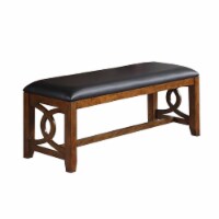 Ivy 50 Inch Modern Faux Leather Upholstered Dining Bench, Black, Brown