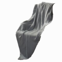 Nyx King Size Ultra Soft Cotton Thermal Blanket, Textured, Charcoal Gray- Saltoro Sherpi