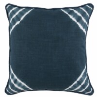 22 Inch Square Cotton Accent Throw Pillow, Hand Dyed, Peacock Blue, White- Saltoro Sherpi