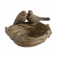 9 Inch Handcrafted Accent Table Bowl, Resin, Lovebirds Nest, Natural Brown- Saltoro Sherpi