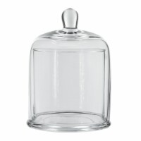 Set of 2 Large Glass Serving Platters with Dome and Finial Handle, Clear- Saltoro Sherpi