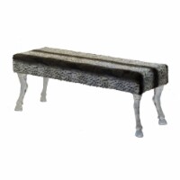 49 Inch Modern Accent Bench, Acrylic Hooved Legs, Faux Fur Gray Upholstery- Saltoro Sherpi