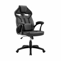 Gia 26 Inch Ergonomic Gaming Office Chair, Soft Vegan Faux Leather, Black-Saltoro Sherpi