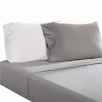 Ivy 3 Piece Twin Cotton Ultra Soft Bed Sheet Set, Prewashed, Dark Gray- Saltoro Sherpi