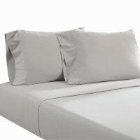 Ivy 4 Piece Queen Size Cotton Soft Bed Sheet Set, Prewashed, Light Gray- Saltoro Sherpi