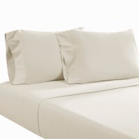 Ivy 4 Piece King Size Cotton Ultra Soft Bed Sheet Set, Prewashed, Ivory- Saltoro Sherpi