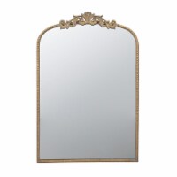 Kea 36 Inch Wall Mirror, Gold Curved Metal Frame, Baroque Accent Design