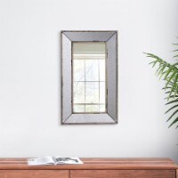 Filo 24 Inch Wall Mirror, Raised Tray Edges, Mirrored Rectangular Frame- Saltoro Sherpi