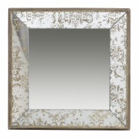 Filo 15 Inch Square Accent Wall Mirror, Raised Edges, Silver Wood Frame- Saltoro Sherpi