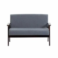Gala 45 In. Modern Loveseat Bench, Dark Gray Fabric, Jet Black Wood Frame- Saltoro Sherpi