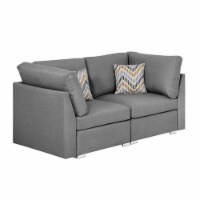 Niyam 67 Inch Loveseat Couch with Padded Seats and 2 Accent Pillows, Gray- Saltoro Sherpi