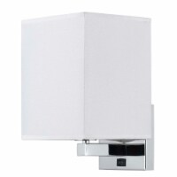 12 Inch Modern Wall Lamp with Fabric Shade, On Off Rocker Switch, White- Saltoro Sherpi