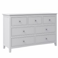 Karo 48 Inch Modern Tall Dresser Chest with 7 Drawers, Crisp White Finish- Saltoro Sherpi