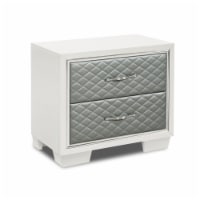 Sal 28 Inch Nightstand with 2 Drawers, Poplar Wood, Off White, Gray Panels- Saltoro Sherpi
