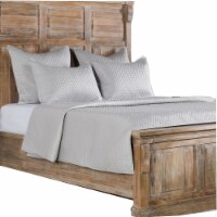 Kahn Hand Stitched Sateen King Quilt with Cotton Fill, Self Binding, Silver- Saltoro Sherpi