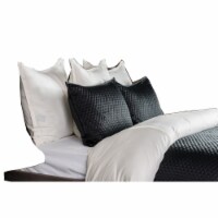 Kahn Hand Stitched Soft Sateen Queen Quilt with Cotton Fill, Matte Black- Saltoro Sherpi