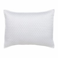Kahn 26 Inch Hand Quilted Standard Pillow Sham, Mitered Corner, Matte White- Saltoro Sherpi