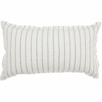Tara King Size Lumbar Pillow Sham, Cotton Sateen Back, Woven Stripe, Ivory- Saltoro Sherpi