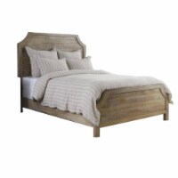 Tara King Size Linen Duvet Cover with Stripe Design, Flange Finish, Beige- Saltoro Sherpi