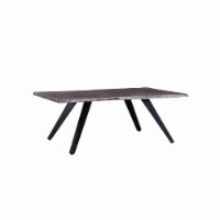 Chad 48 Inch Coffee Table, Dark Gray Acacia Wood Top, Black Angled Legs