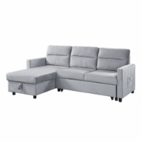 Ami 82 Inch Modern Reversible Sleeper Sofa with Chaise, Side Pocket, Gray - Saltoro Sherpi